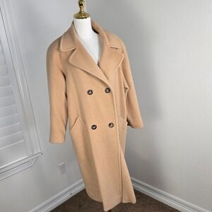 Jonathan Michael Camel Hair Coat 12P Petite Double Breasted USA Made